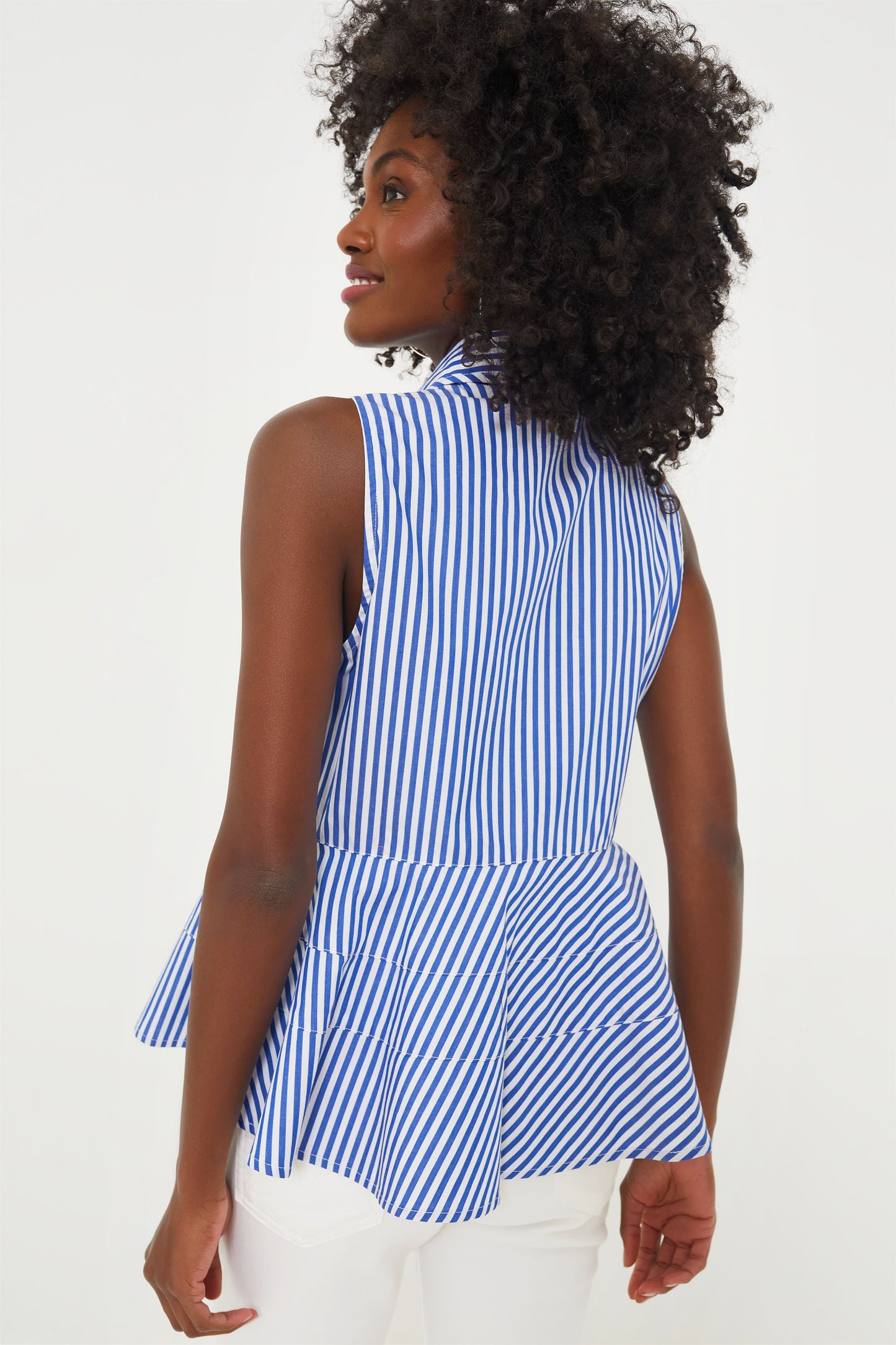 Blue Striped Sleeveless Ashlen Blouse