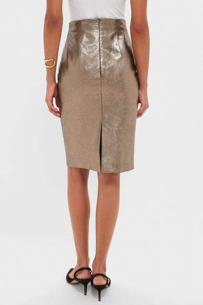 Oatmeal Susurros Leather Pencil Skirt