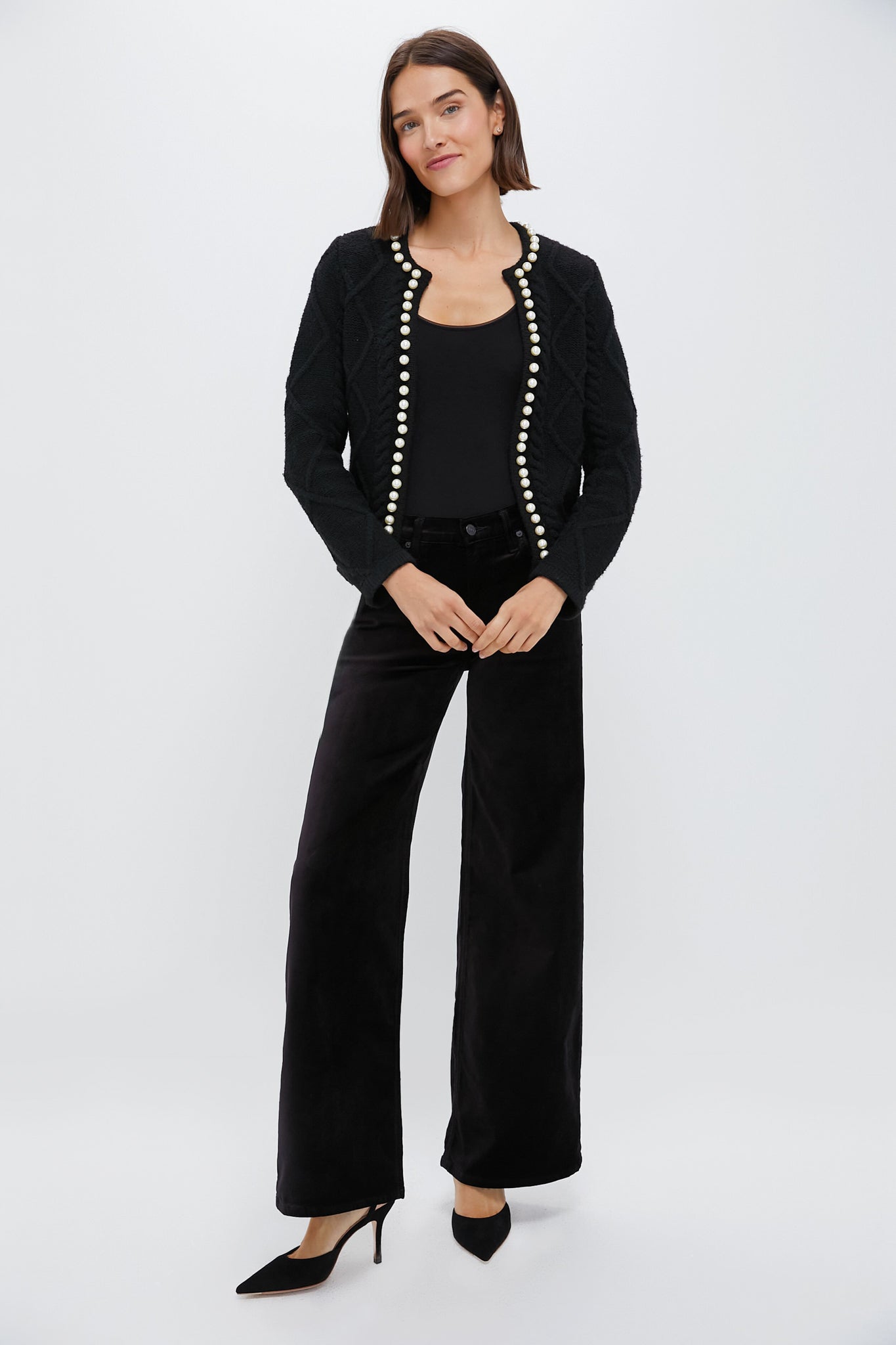 Black Pearl Trim Piper Cardigan