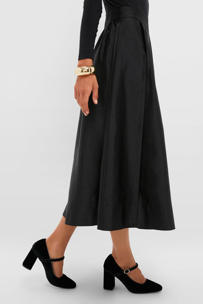 Black Dupioni Kendall Skirt