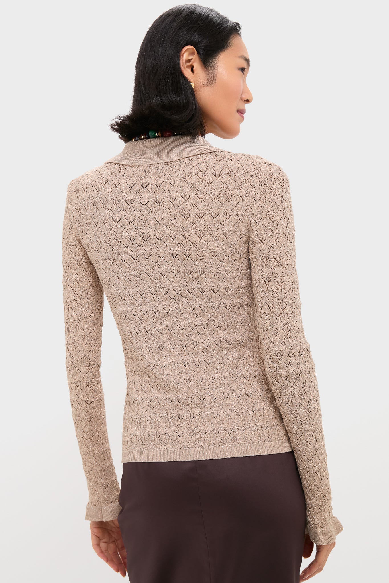 Champagne Ruby Knit Long Sleeve Polo