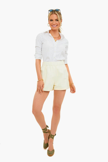 Vanilla Cream Leather Pull On Shorts
