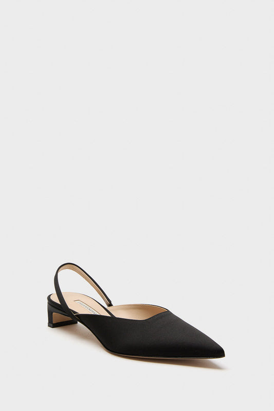 Black Satin Kaori Kitten Heels