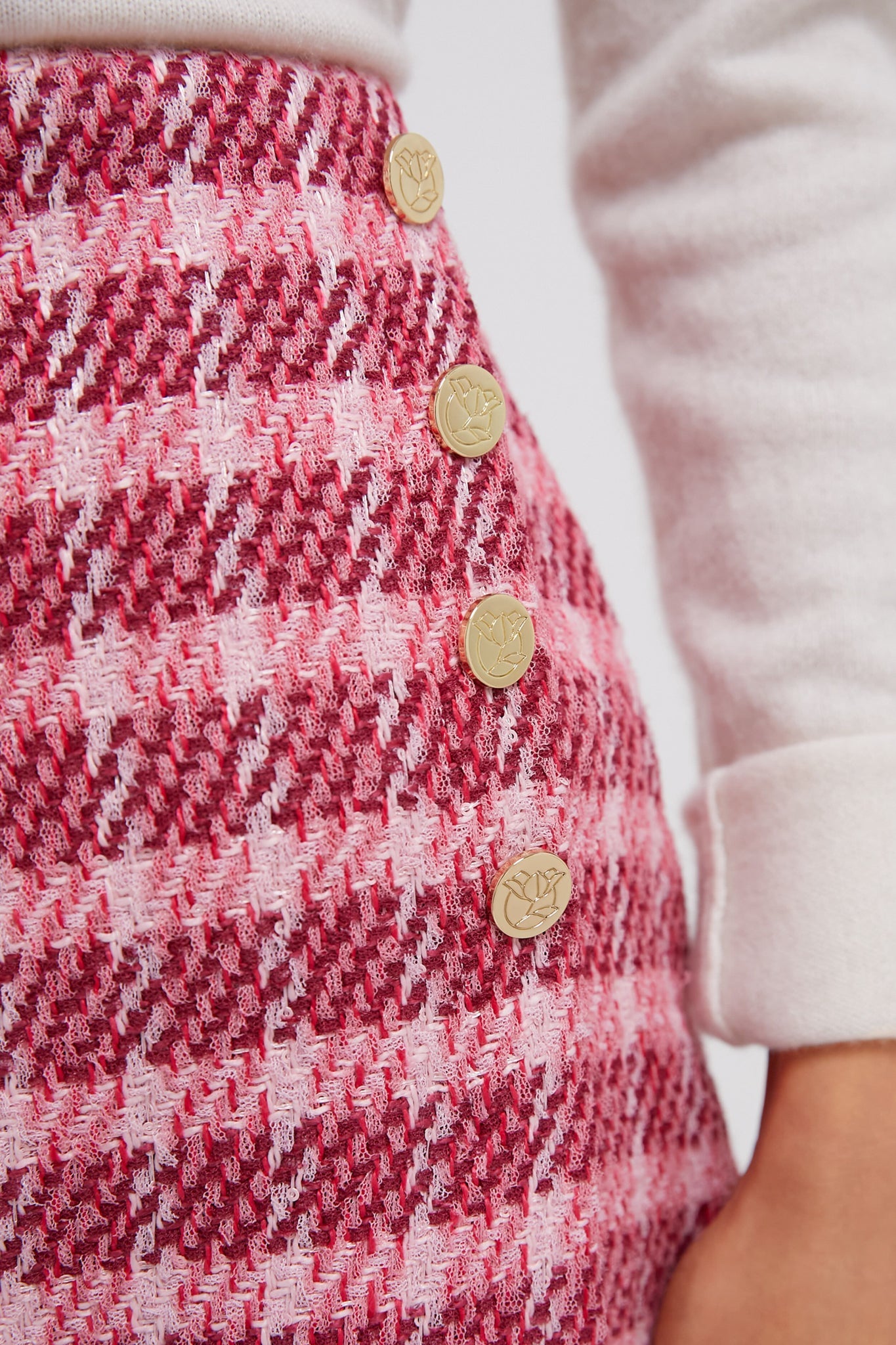 Tonal Plaid Pink Skirt