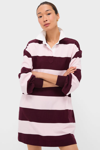 Pink and Winetasting Stripe Travis Rugby Dress