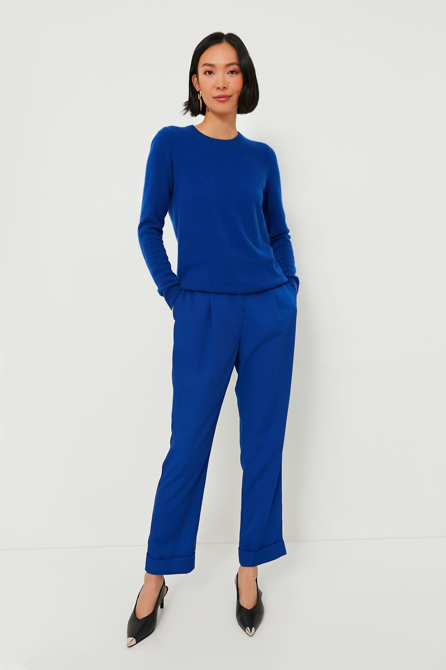 Lapis Blue Cashmere Crewneck Sweater
