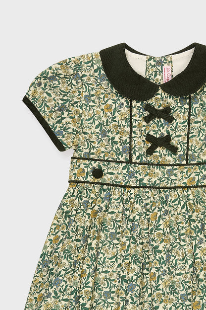 Bottle Green Floral Portia Girl Dress