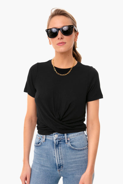 Black Lexi Twist Front Tee