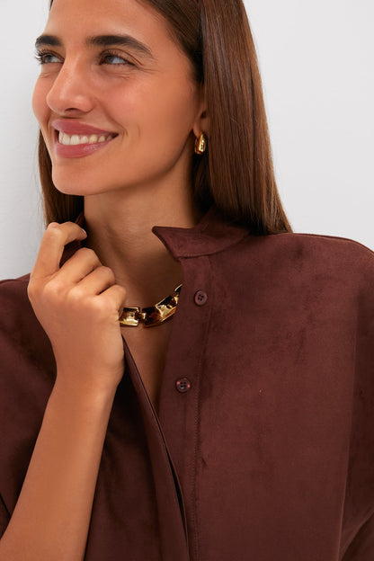 Ganache Vegan Suede Trapunto Stitch Sofia Shirt
