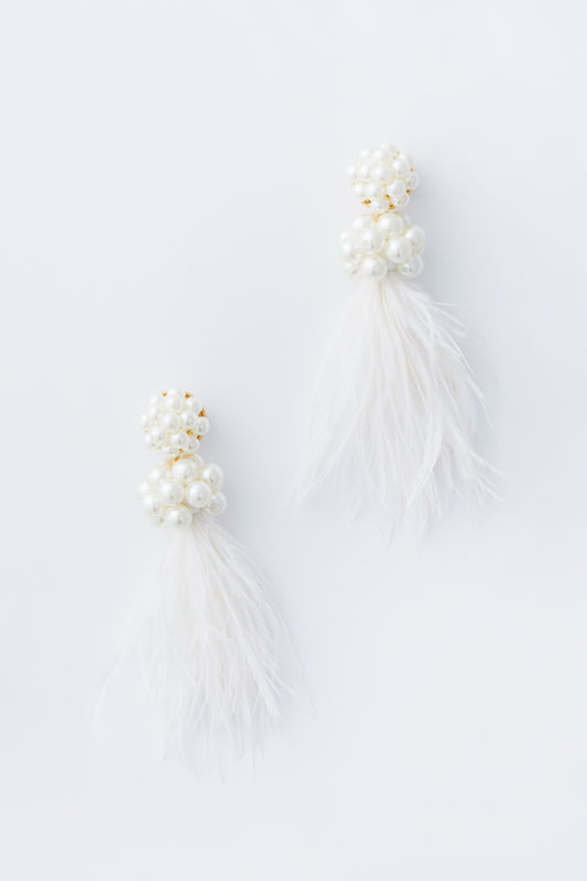 White Feather Nicole Earrings