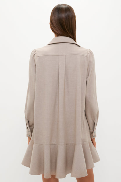 Taupe Brushed Wool Callahan Shirt Dress