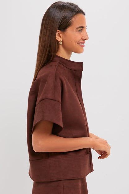 Ganache Vegan Suede Trapunto Stitch Sofia Shirt