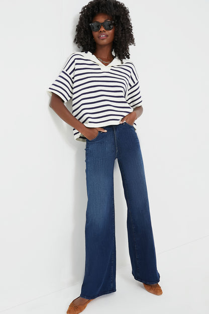 Ivory and Navy Stripe Claire Sweater
