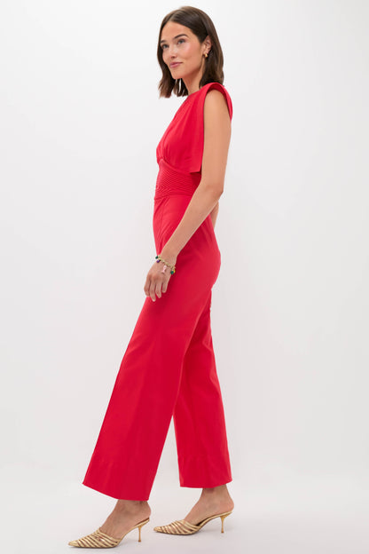 Red Lienzo Abierto Jumpsuit