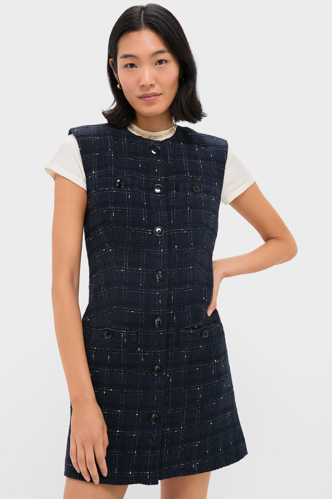 Navy and Off White Tamara Dress