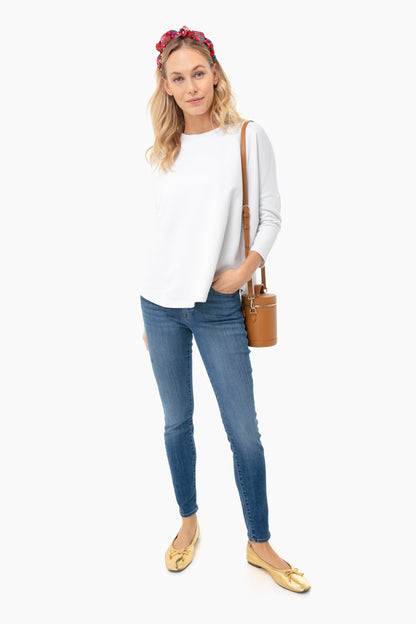 White Solid Swing Sweatshirt