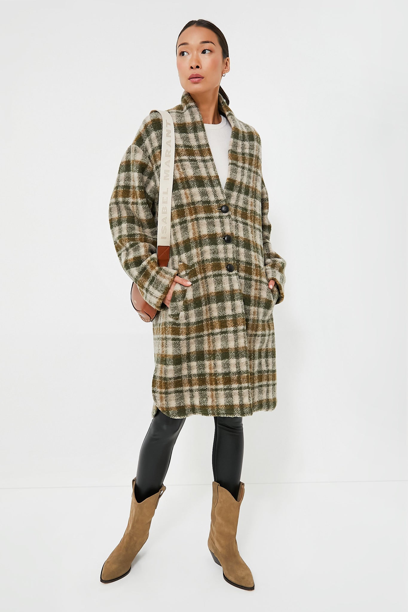 Khaki Ecru Plaid Gabriel Coat