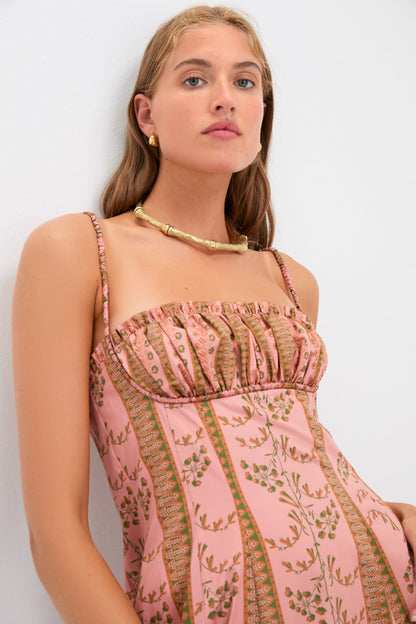 Rust Dandelion Floral Stripe Maisie Dress