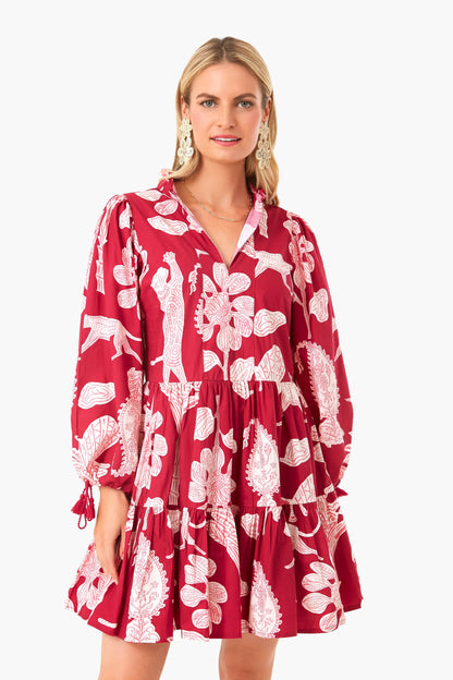 Magenta Lamu Yoke Dress