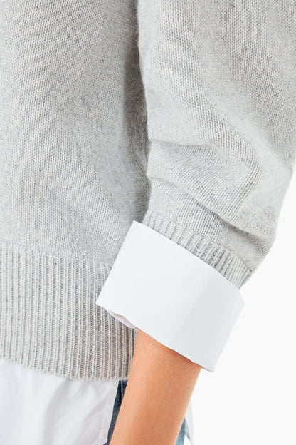 Oyster Gray Melange Raya Ruched Crew Looker