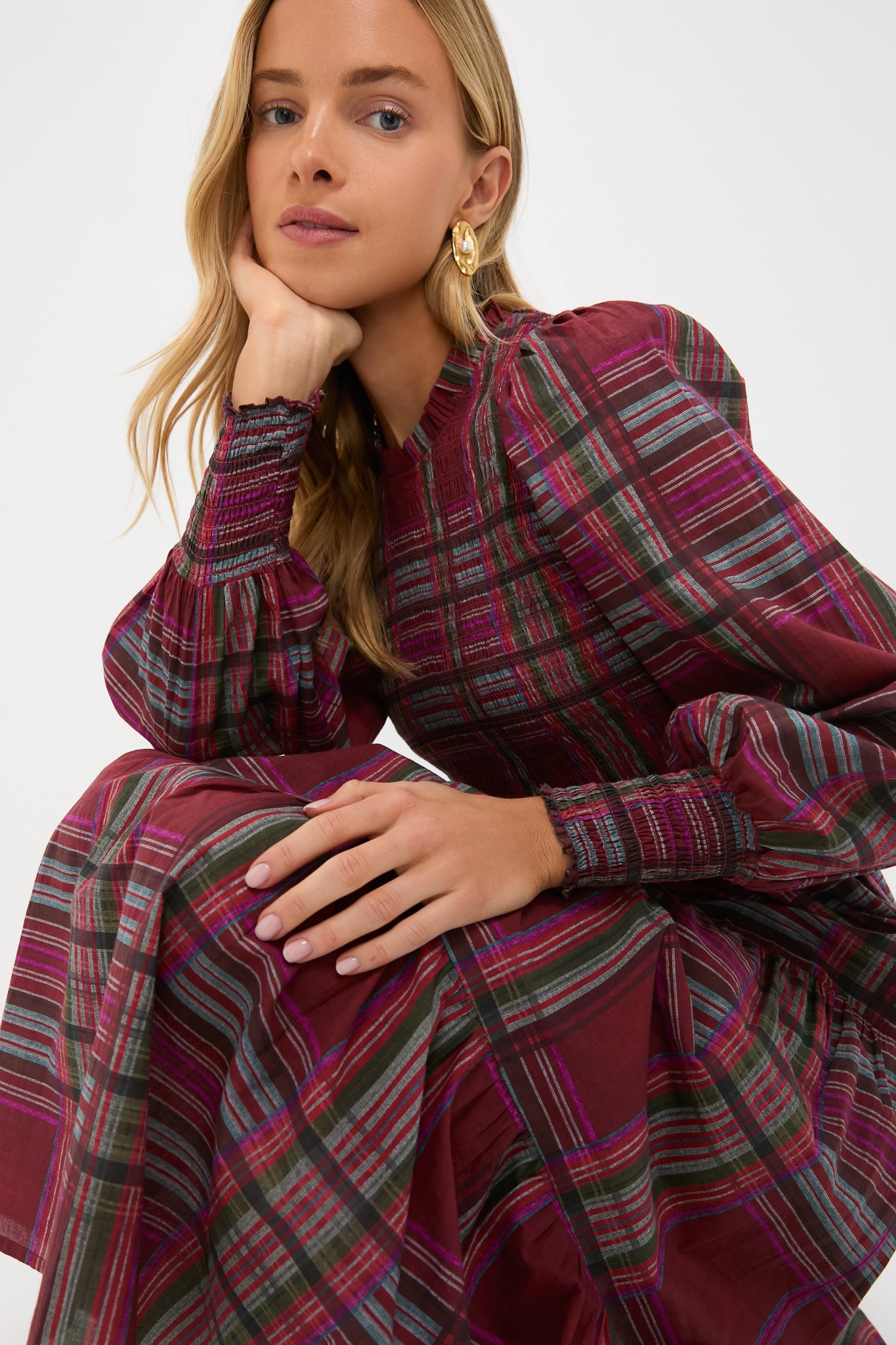 Red Plaid Ivy Maxi Dress