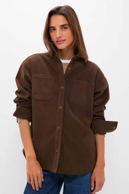 Brown Corduroy Fleece Lined Banks Shirt Jacket