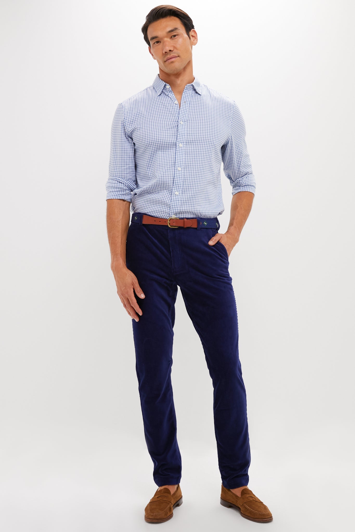 Navy Collins Corduroy Pull-on Trouser (34" Inseam)