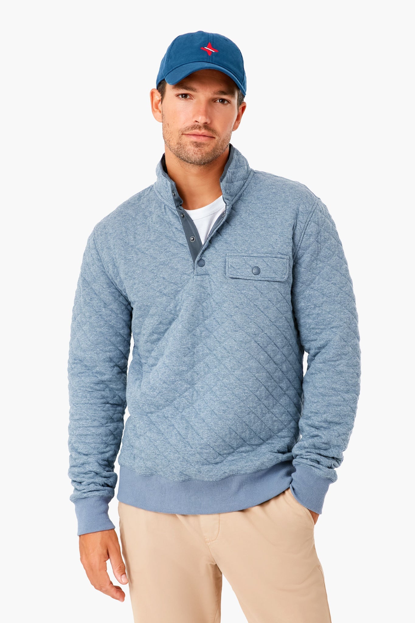 Faded Blue Heather Epic Quilted Fleece Pullover