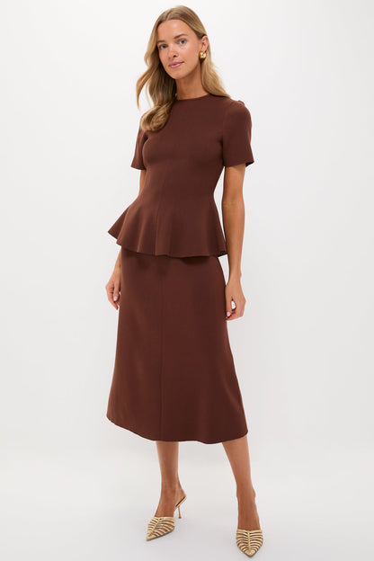 Chocolate Brown Knit Philomena Midi Skirt