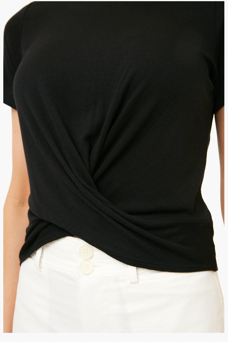 Black Lexi Twist Front Tee