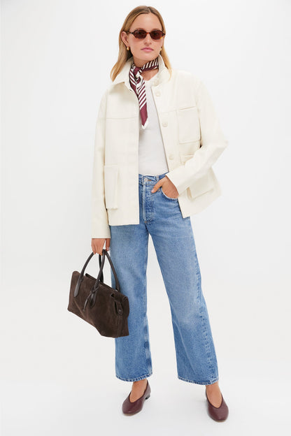 Ivory Telsey Faux Leather Jacket
