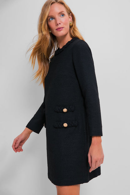 Black Tweed Long Sleeve Jackie Dress
