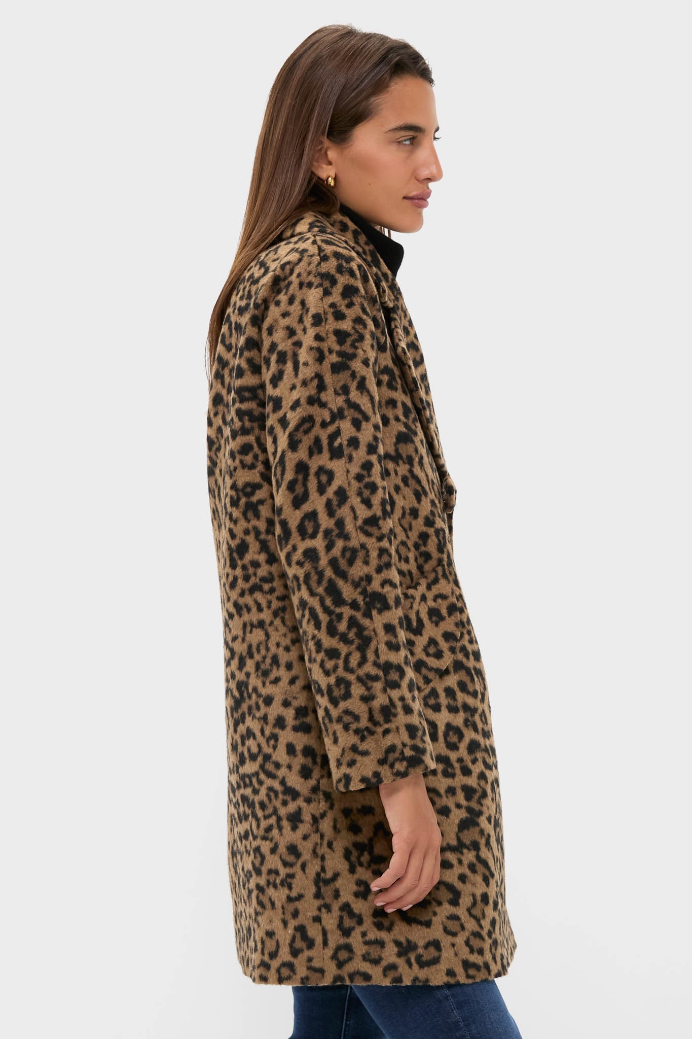 Leopard Brushed Wool Harley Peacoat