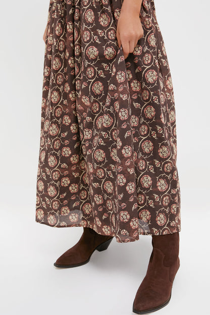 Brown Floral Jocelyn Maxi Dress