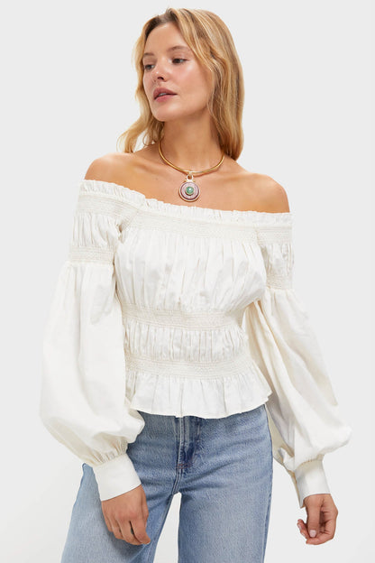 Vintage White Smocked Adeline Blouse