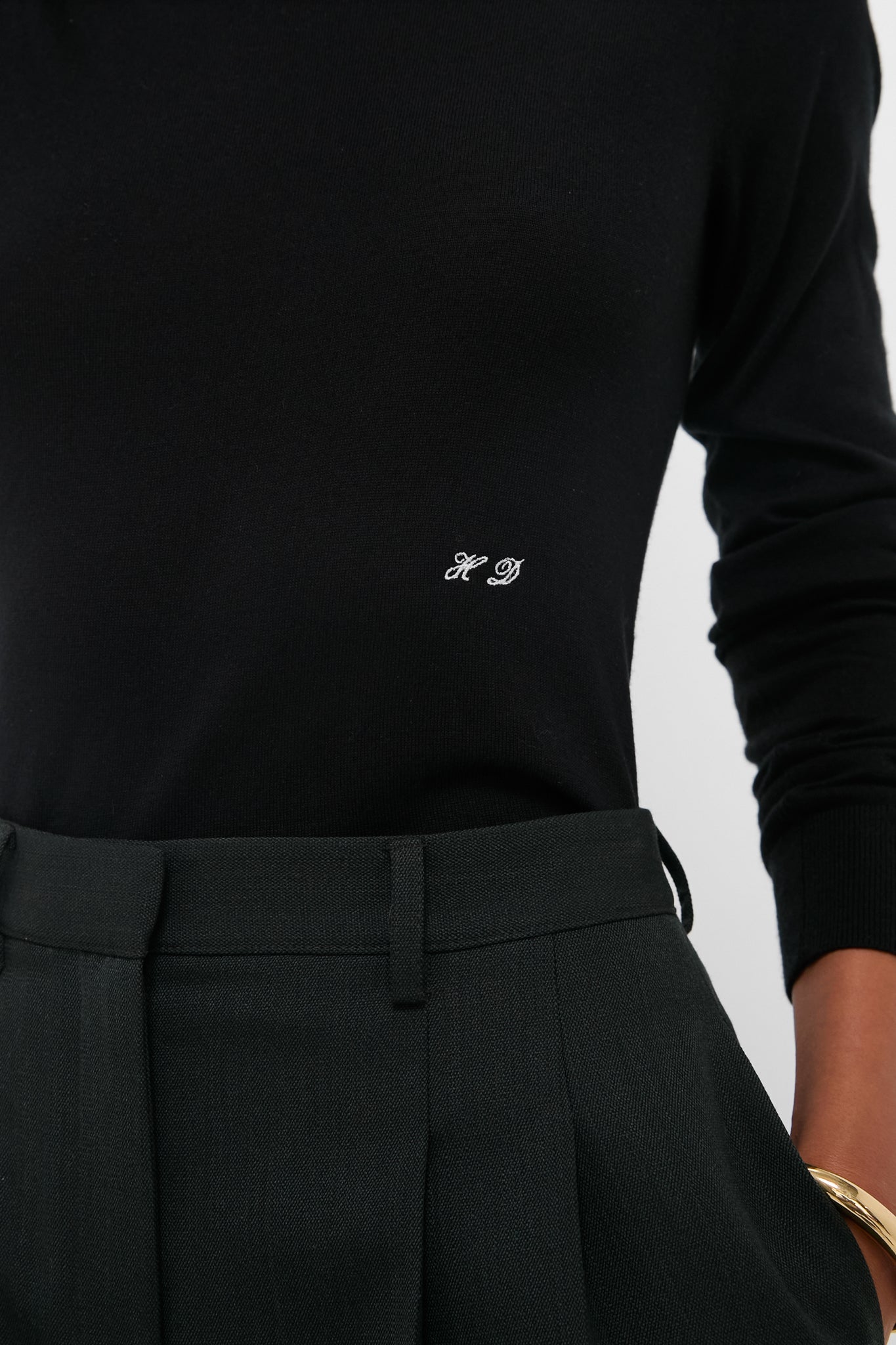 Black Cashmere Silk Long Sleeve Katie Tee