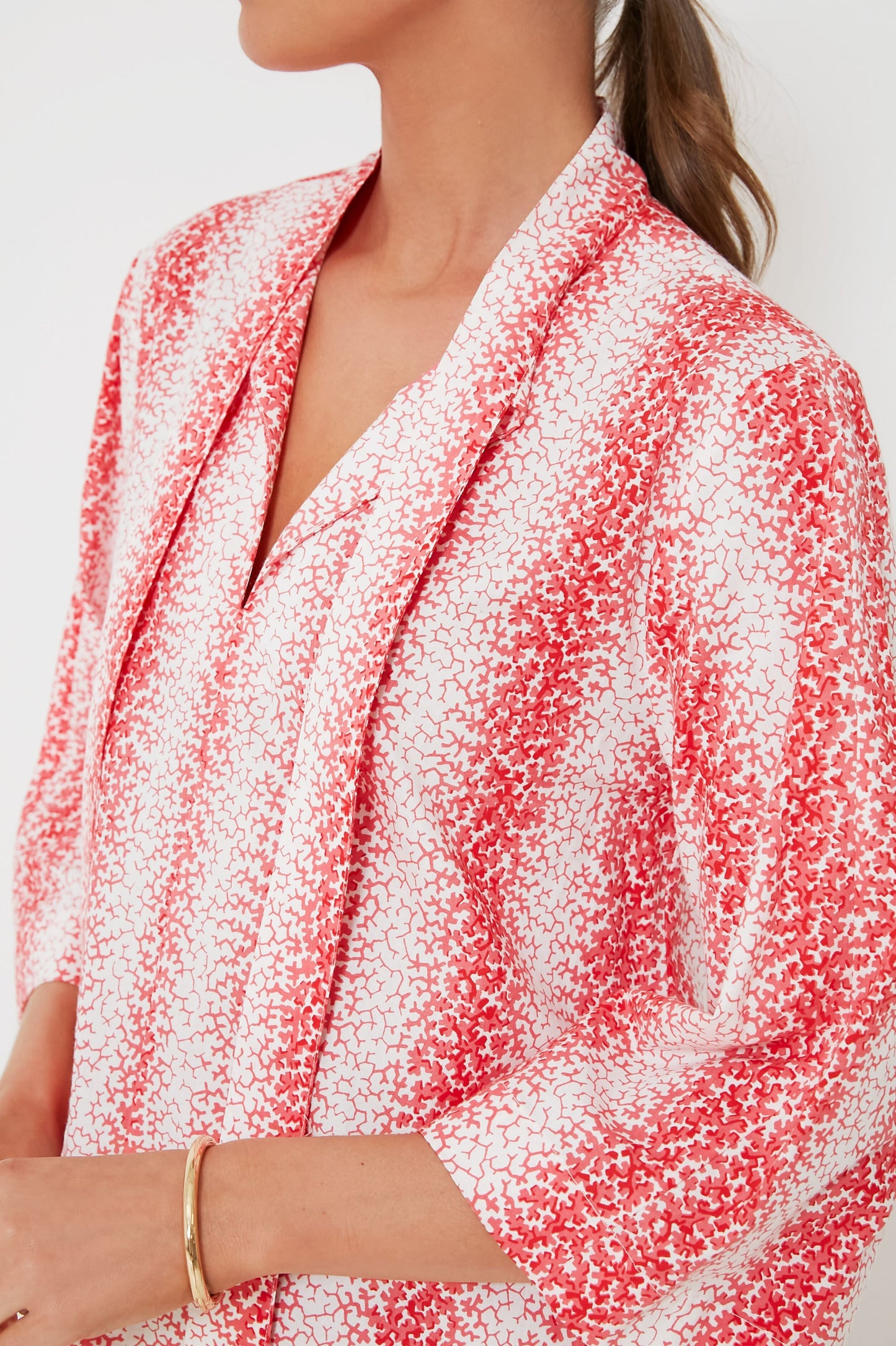 Speckled Coral Poplin Marseille Caftan